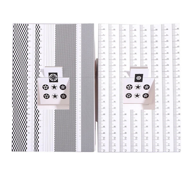 2 pezzi di scheda pieghevole strumento di messa a fuoco dell'obiettivo calibrazione allineamento AF micro regolazione righello grafico scheda di messa a fuoco
