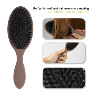 فرشاة Boar Bristles Hair Extension للنساء ، لمسة نهائية غير لامعة ، أسنان نايلون ، وسادة ، تصفيف ، تنعيم ، فك تشابك الشعر أفضل 10 مبيعات أصلية لأسنان الخنزير - رقم 4