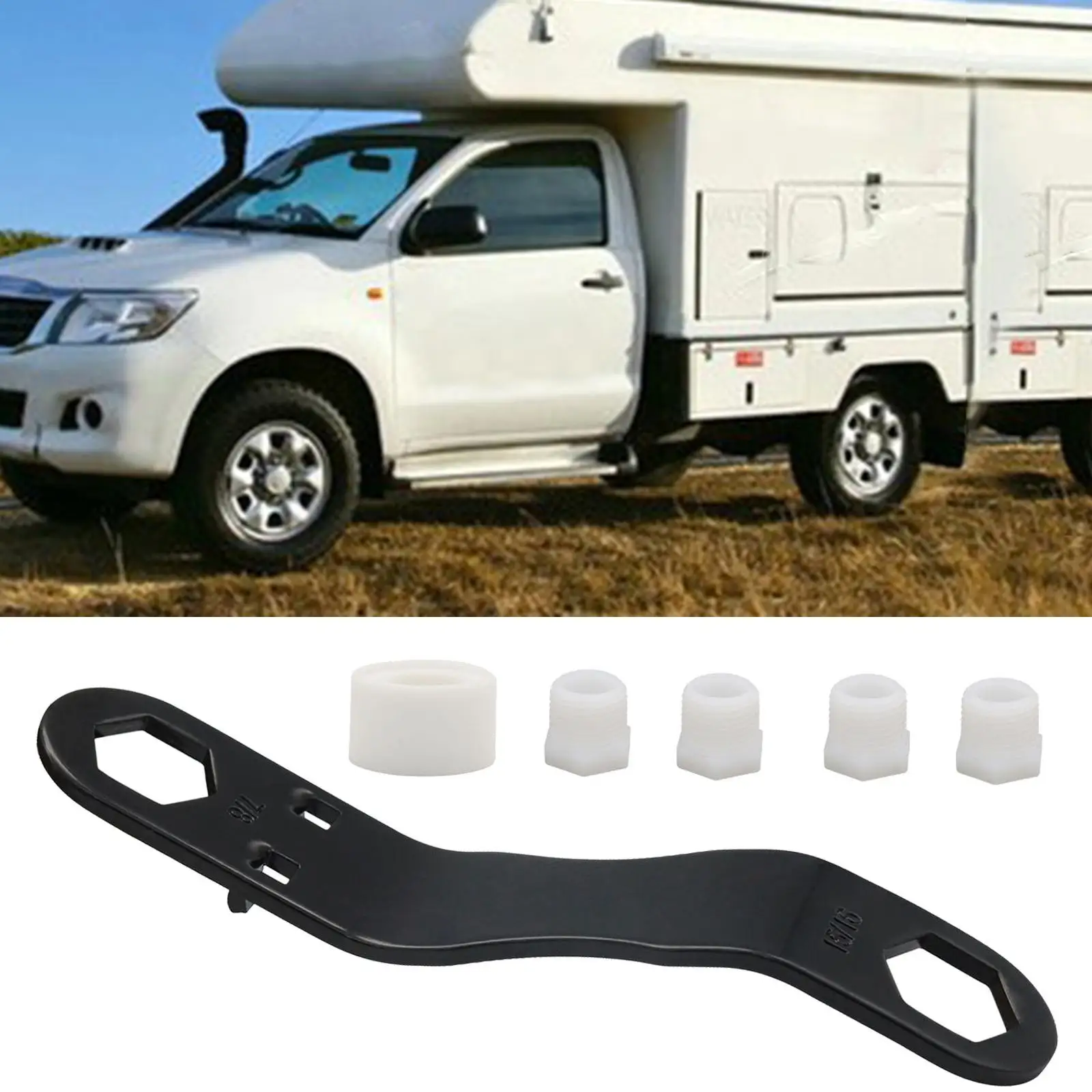 

RV Camper Water Heater Drain Plugs 7/8 15/16 Angled Wrench Set with PTFE Tape for Quick Repair