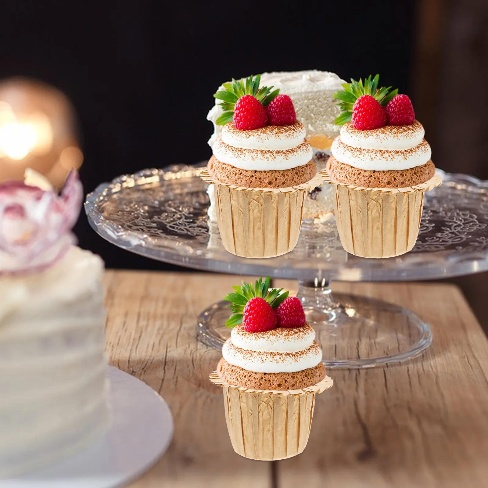 30Pcs Food Safe Oil Paper Cupcake Liners Muffin Papers Baking Cups Large Capacity for Weddings Parties Professional Baking Needs