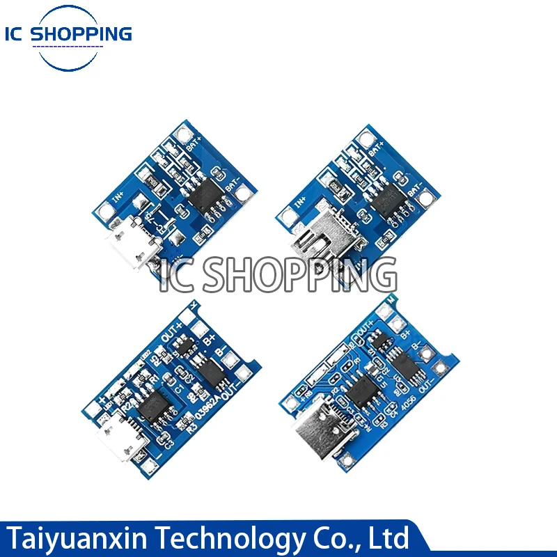 5PCS 3.7V 3.6V 4.2V 1A TP4056 18650 Lithium Battery Charger Module Charging Board With Protection Dual Functions Li-ion