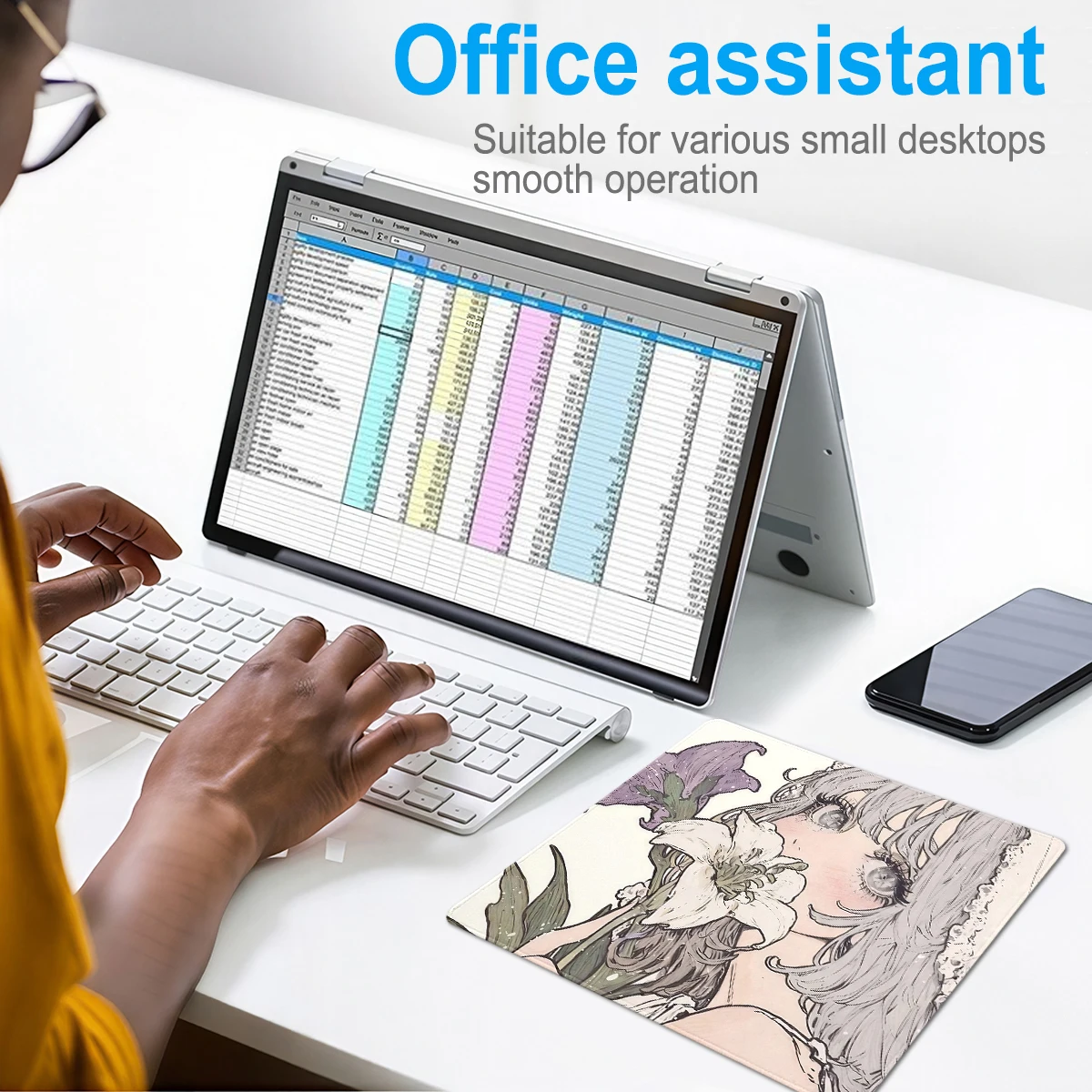 Anime Girl Desk Mat Flower Aesthetics Small Mouse Pad Laptop PC Keyboard Mousepad Gaming Carpet Office Accessorie Rubber micepad view 6