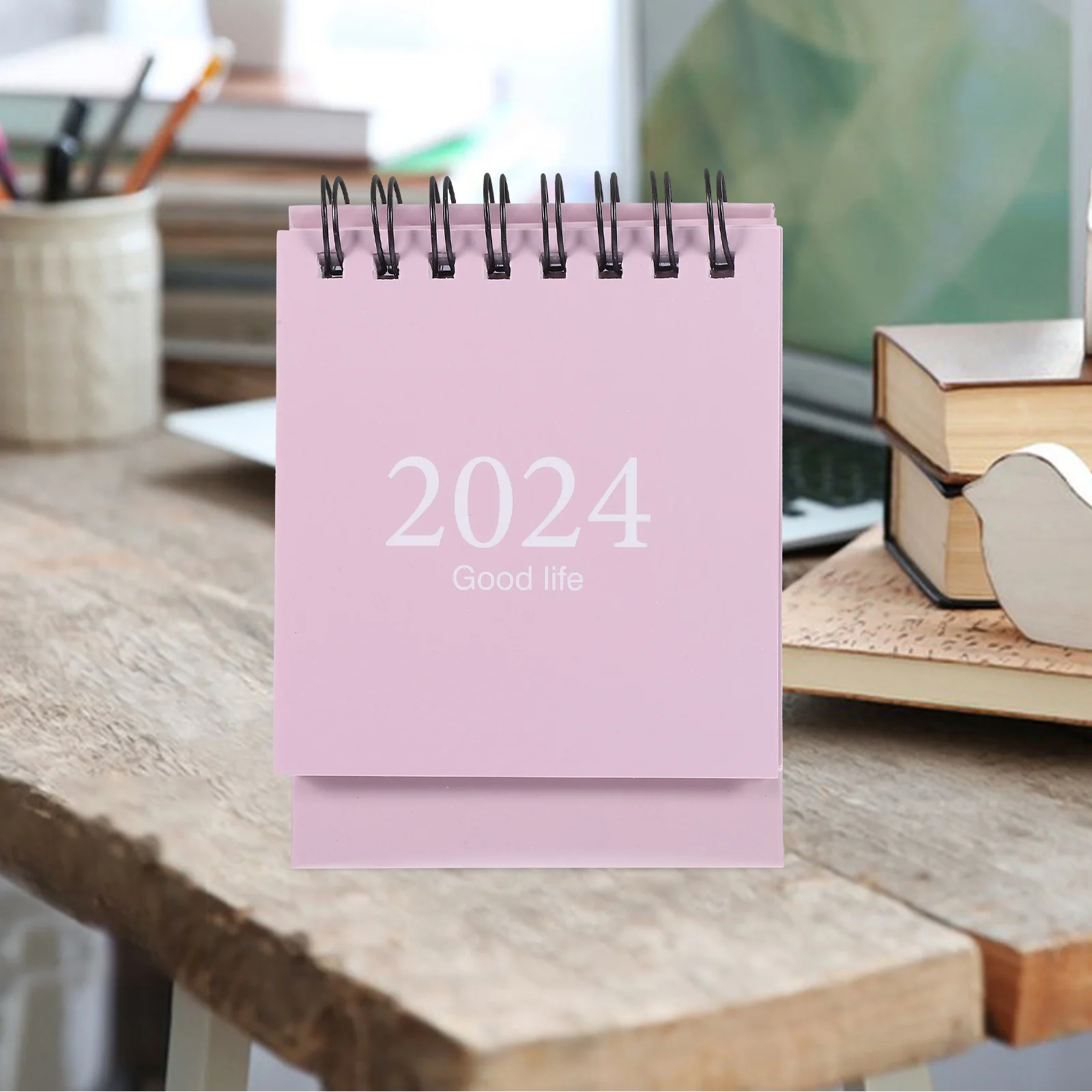Kalender 2024 Kertas Dekorasi Flip Ornamen Desktop Meja Inggris Sederhana Mini untuk Meja Kantor Advent
