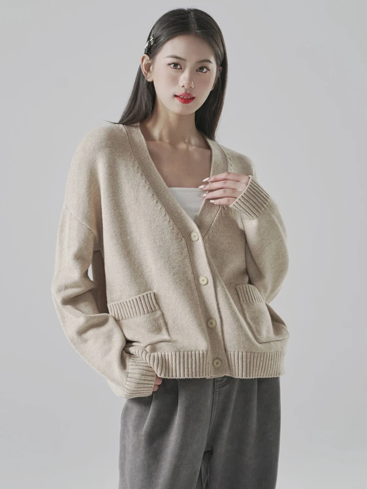 

Hikigawa Chic Модный женский винтажный вязаный кардиган с v-образным вырезом Повседневный свободный универсальный свитер с длинными рукавами Пальто Верхняя одежда Топ Mujer
