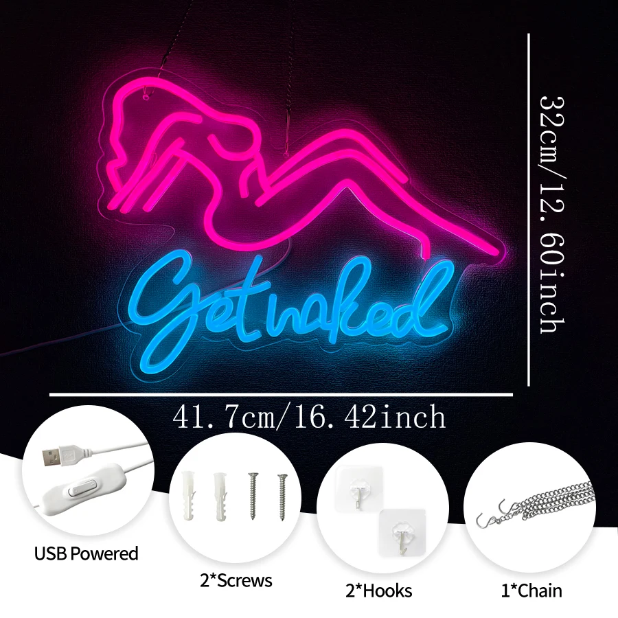 احصل على لافتة نيون عارية لديكور الحائط، ضوء نيون للسيدات، لافتة مضيئة للسيدات الجميلات لتزيين جدران غرفة الفتيات والحانة والحفلات #3
