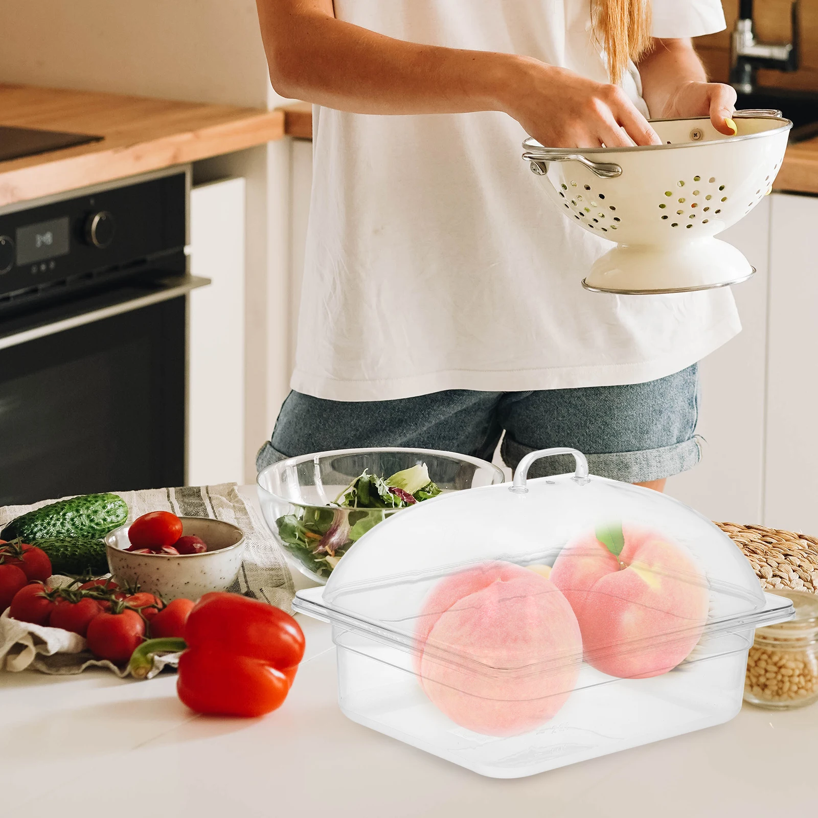 

Covered Food Tray 5L PC Material Buffet Tray Lid for Kitchen Home Restaurant Fruit Storage Serving Plate Practical Gift