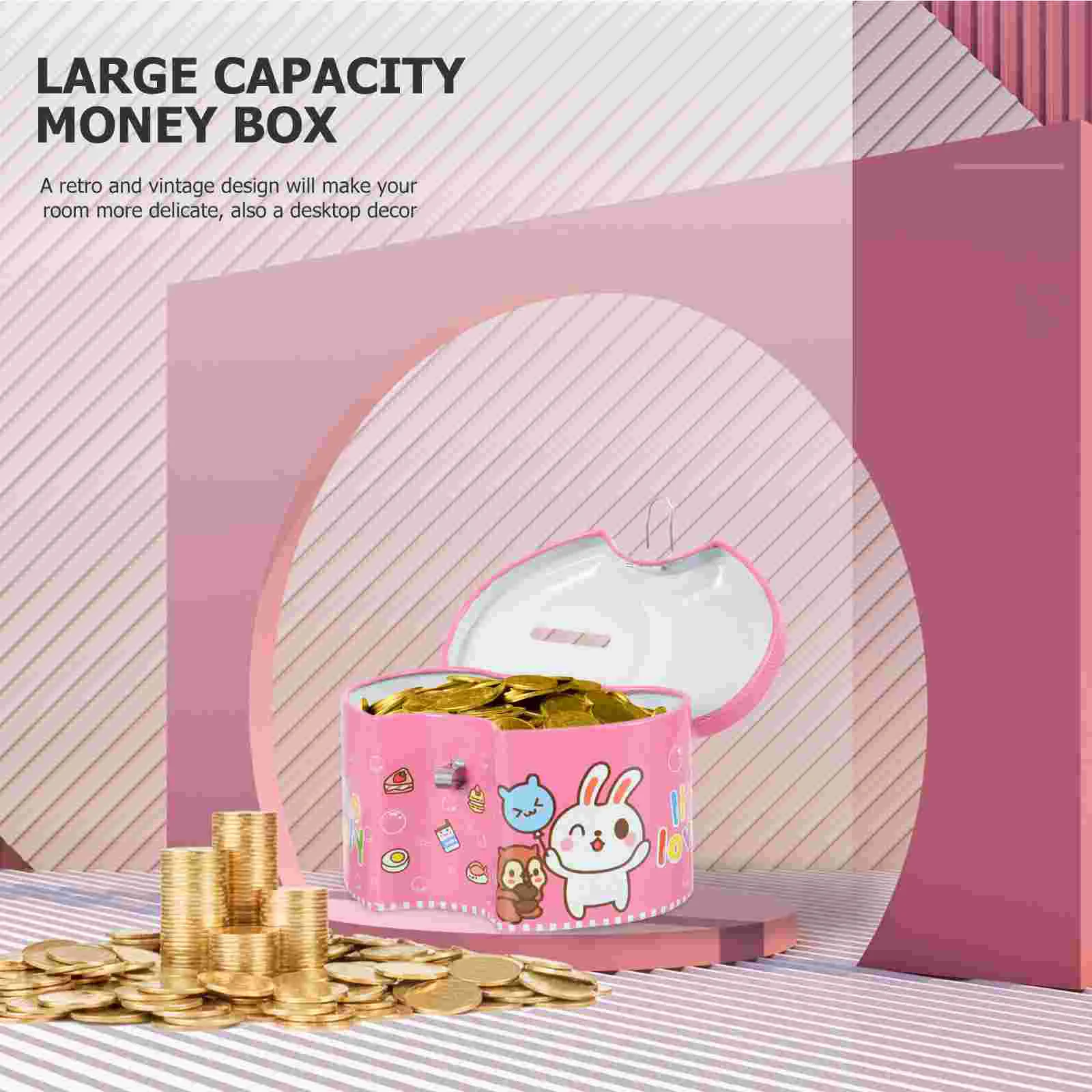 Metal Piggy Bank Cartoon Money Saving Box Tinplate Cash Box Coin Container with Lock For Adults And Kids Random Style
