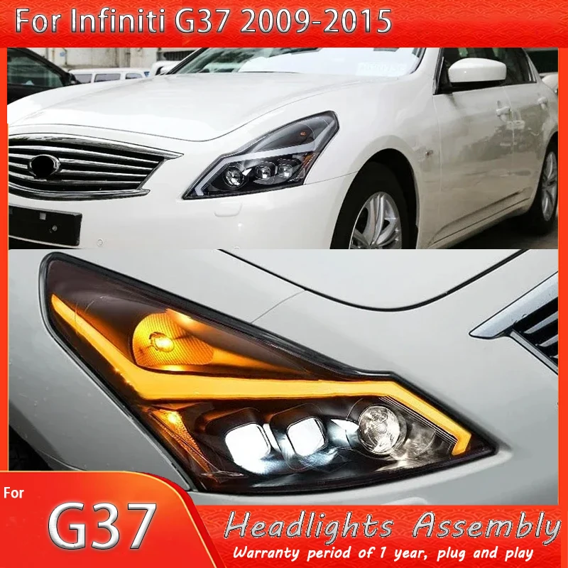 

For Infiniti G37 G25 G35 Q40 2010-2015 FULL LED Headlights GTR LED DRL dynamic turn signal led projector lens Car Front Light