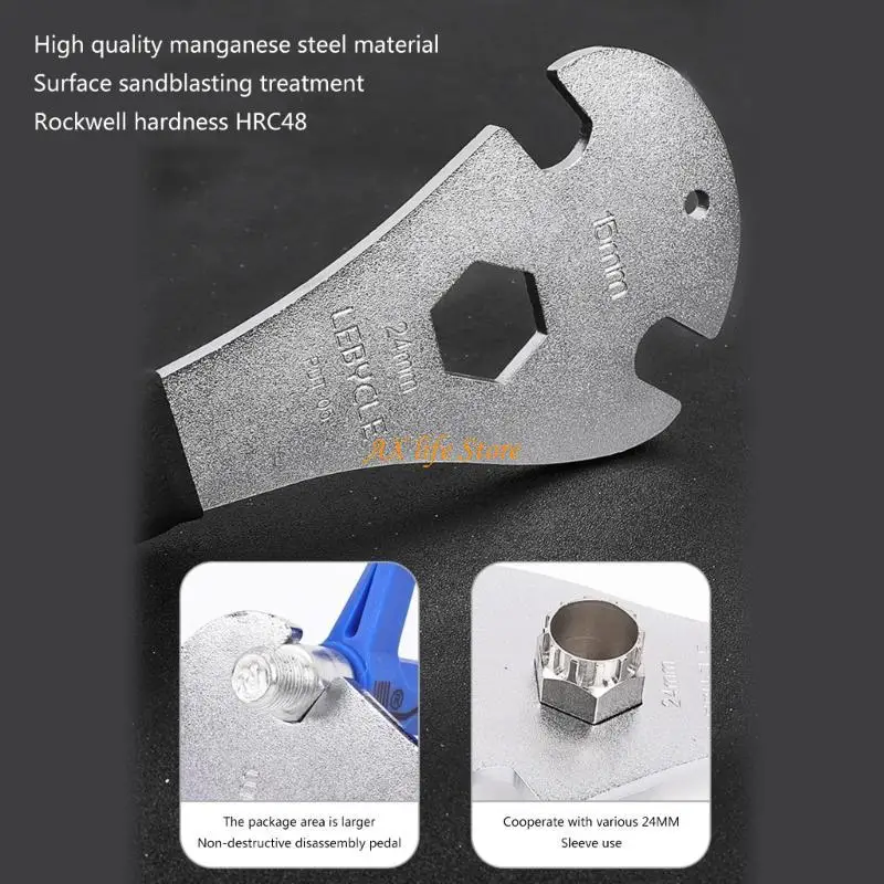 

J2HA Sturdy Cycling Pedal Spanner Install Repair Pedal Wrench for MTB Road Bike Pedal Wrench Long Handle