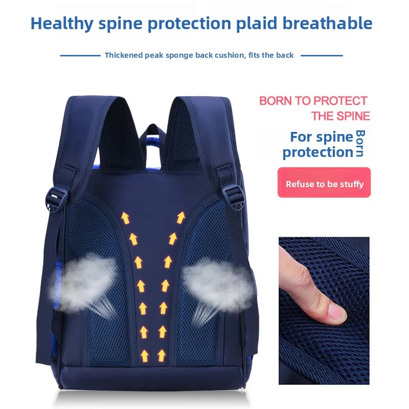 Lightweight Kids Backpack 1 3 6 Grade Spine Protection Reflective Space School Bag for Elementary Students