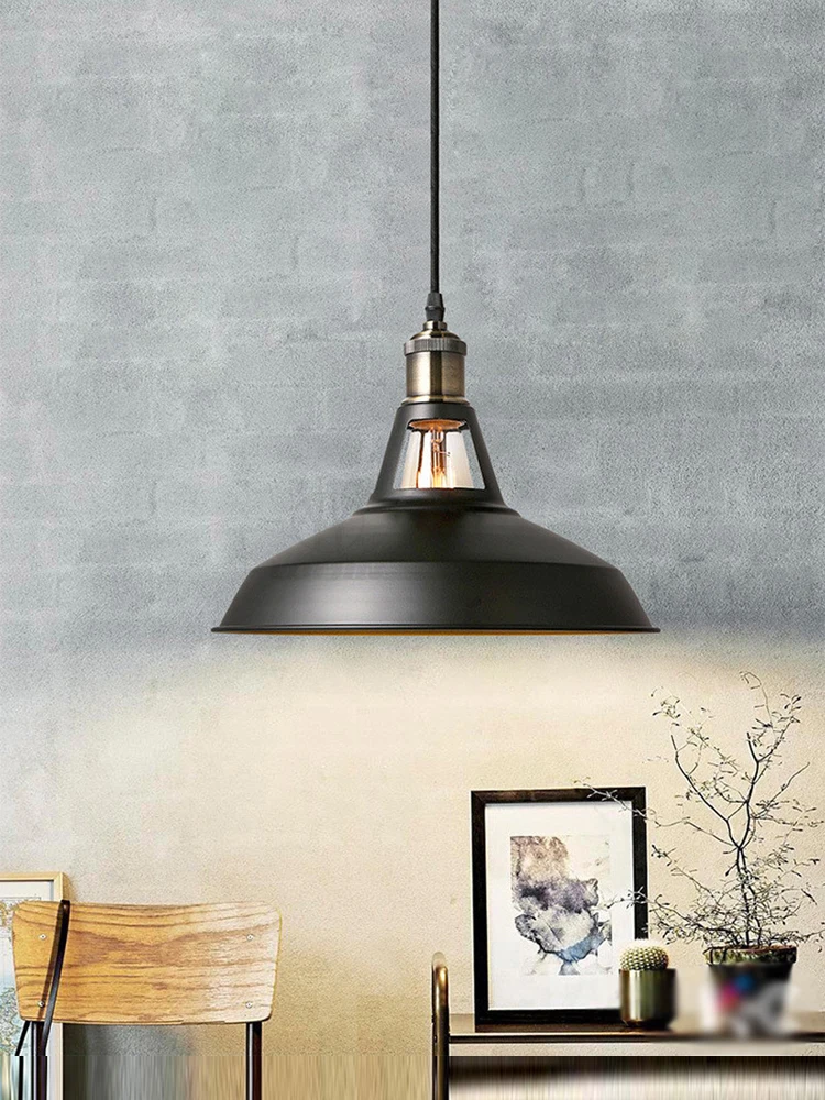 

Industrial Retro Iron Pendant Light - Black and White Chandelier for Restaurant, Cafe, and Modern Farmhouse Interiors