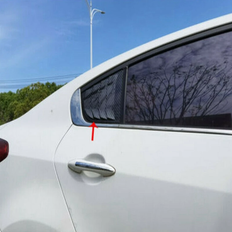 

2X Carbon Fiber Style Rear Side Window Quarter Louver Cover For Kia K3 2014-2018
