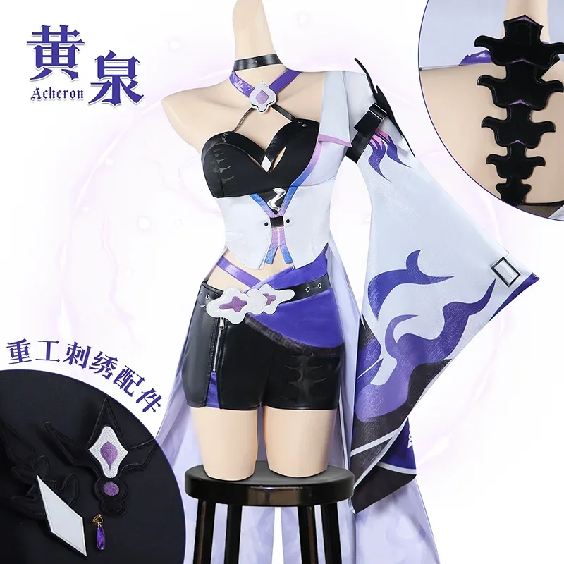 

Acheron Cosplay Costume Game Honkai Star Rail Huang Quan Cosplay Dress Outfits Wig Halloween Event RolePlay Suit Party Prop