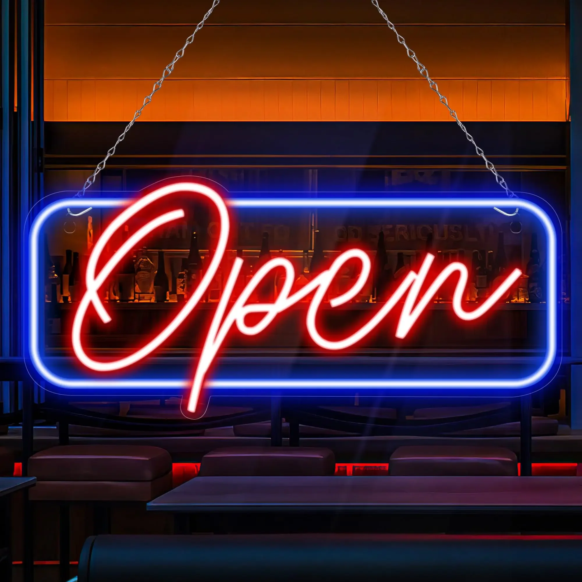 Open Neon Sign LED for Business Storefront Shop Window, Restaurant Cafe Entrance Dimmable USB Powered with Adjustable Brightness