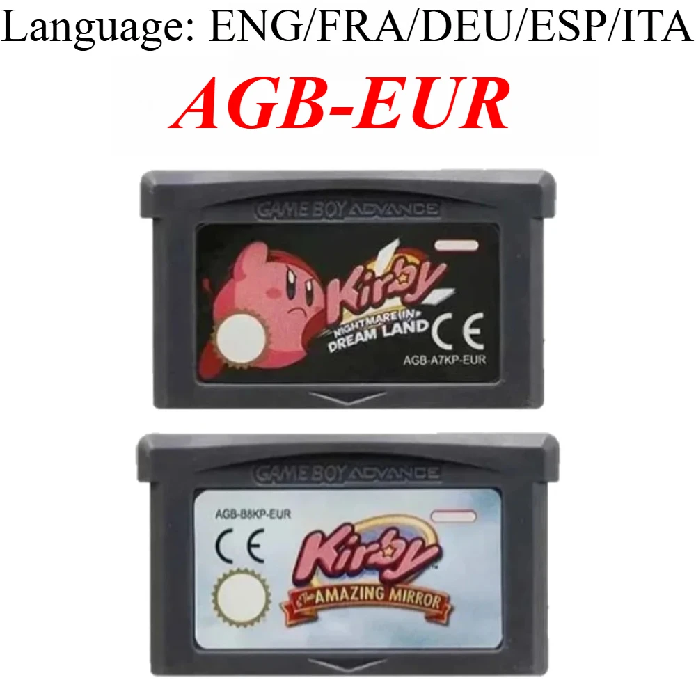 الولايات المتحدة الأمريكية/EUR كيربي لعبة خرطوشة 32 بت لعبة فيديو بطاقة وحدة التحكم النسخة الإنجليزية مذهلة مرآة كابوس في حلم الأرض ل GBA NDS