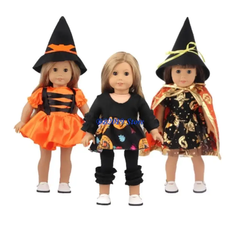 Q0KB Cosplay Halloween Wizard For 18 Inch Girl Dolls Dress Wizard Dress Outfit Clothes Fashionable Dress Outfit