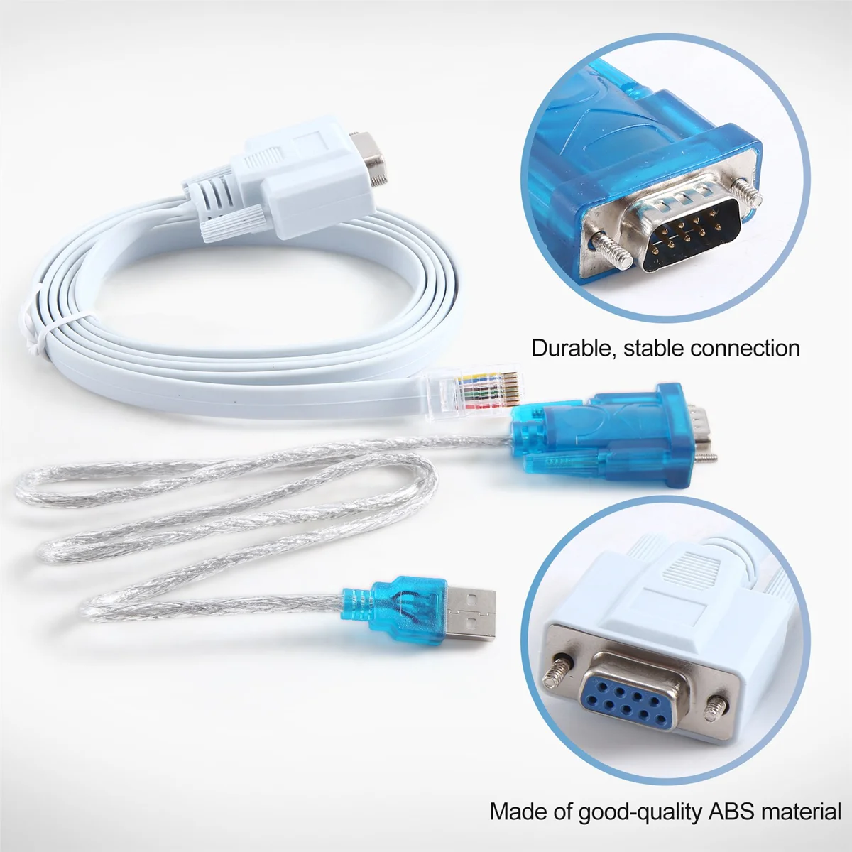 كابل شبكة RISEN RJ45 كابل تسلسلي Rj45 إلى DB9 وRS232 إلى USB (2 في 1) CAT5 محول إيثرنت كابل وحدة التحكم LAN