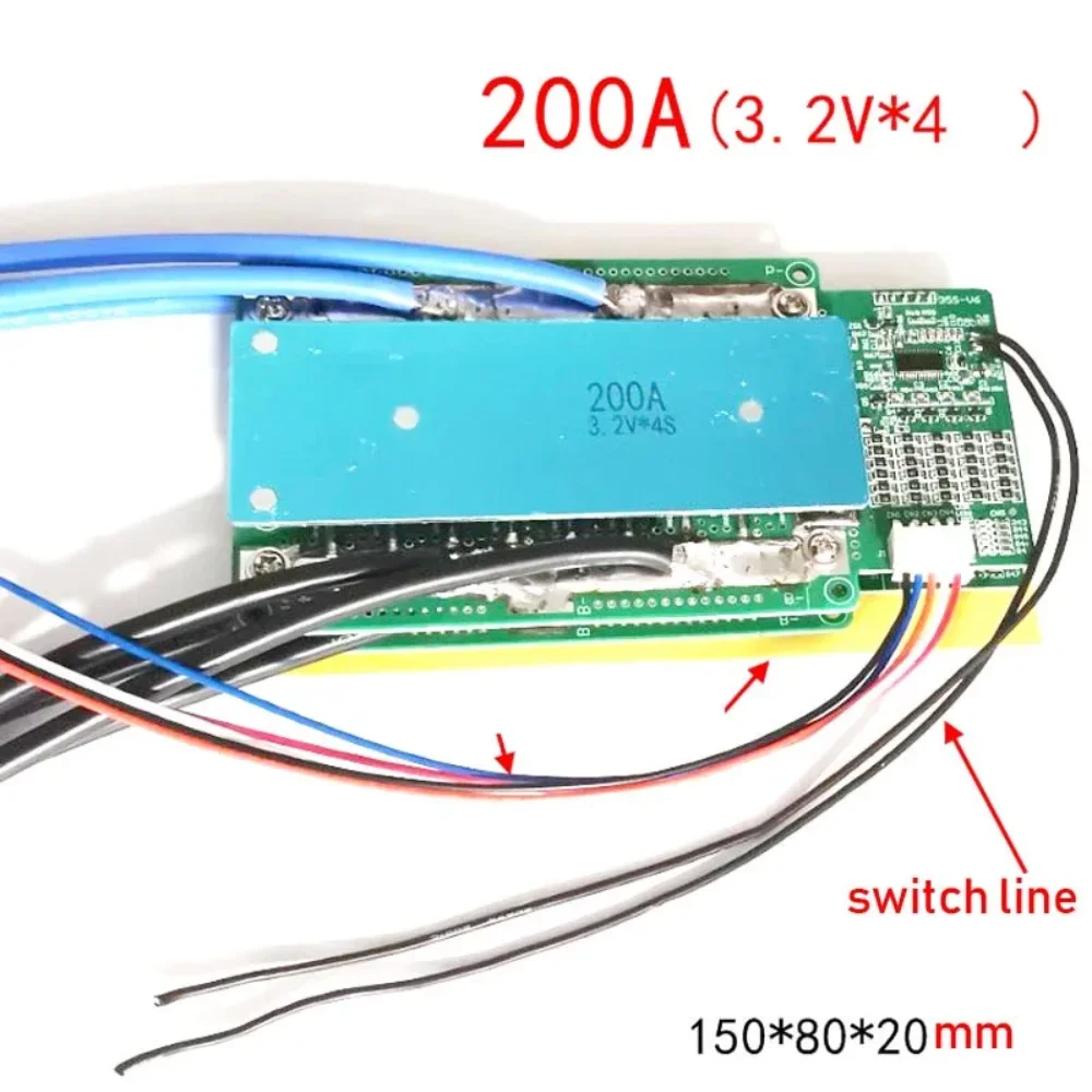 Imagem -06 - Lithium Battery Protection Board Bms Balance Charging Motocicleta Carro Elétrico Start Inversor rv 100a 200a 300a 4s 12v Lifepo4
