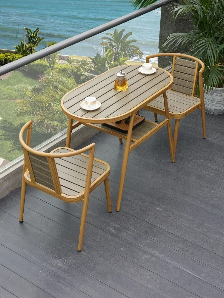 Balcony cafe three-piece outdoor leisure modern simple courtyard small tables and chairs