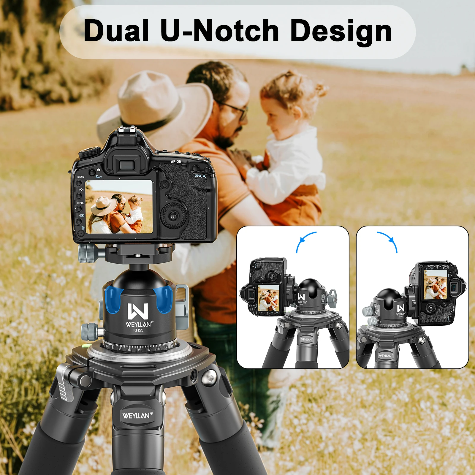 WEYLLAN KH55 كرة ثلاثية القوائم رئيس 55 مللي متر الثقيلة الكرة رئيس مع Mlok السكك الحديدية Arca السويسرية الإفراج السريع لوحة منصب الكاميرا تحميل 40 كجم