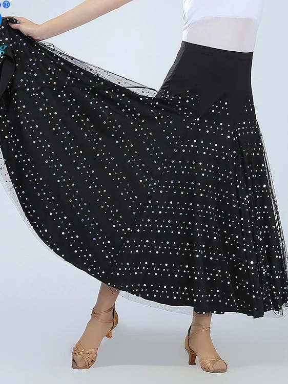 Sparkling Skirt New Modern Dance Half Skirt Ballroom Dance Big Swing Dress Stage Performance Waltz Dance Hall Dance Long Skirt