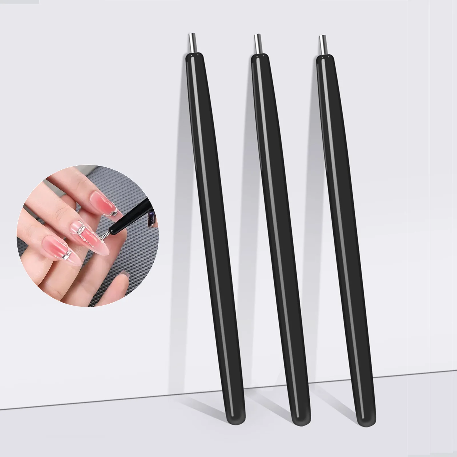

1pc New Black Pole Steel Ball Special Magnetic Pen Convenient High-precision DIY Nail Dotting Tool