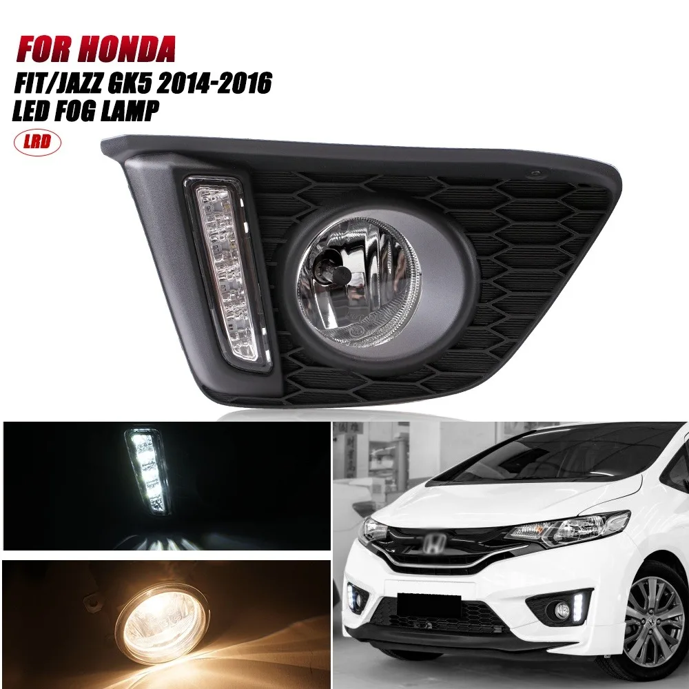 

Для Honda FIT JAZZ GK5 2014 2015 2016, светодиодный бампер, противотуманные фары, фары дальнего света с переключателем и комплектами, комплект пар, левый + правый