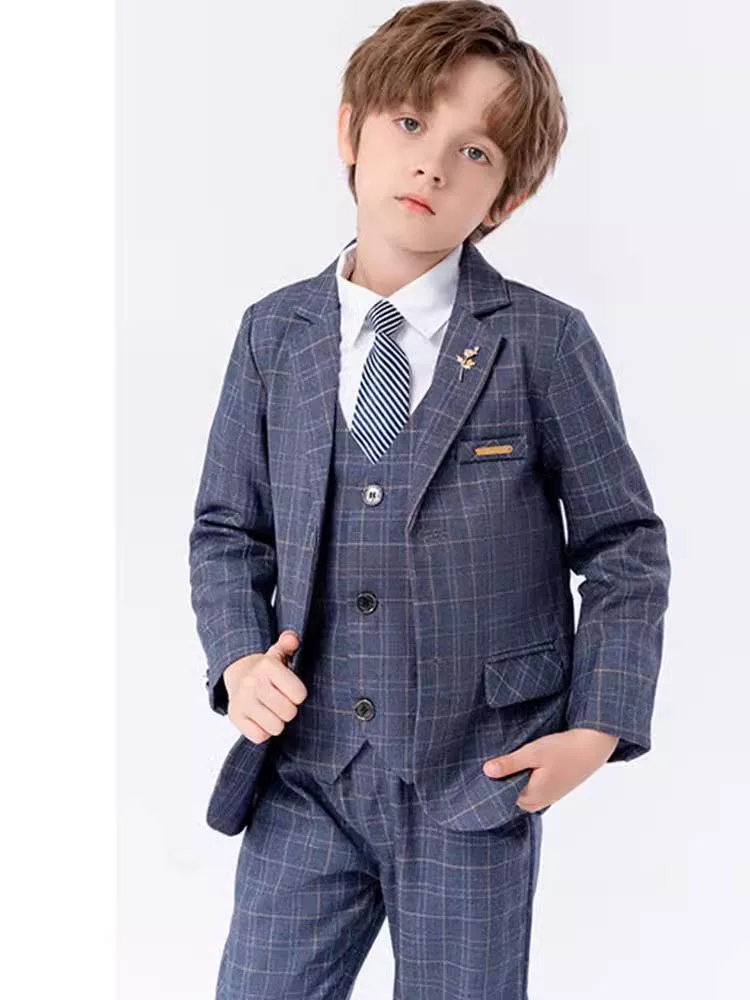 

Children Elegant Jacket Vest Pants Bowtie Piano Party Dress Boys Performance Costume Kids Graduation Ceremony Photograph Suit