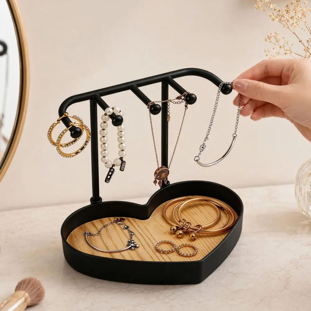 Jewelry Organizer Stand, Love Partition Tray Design, Non-Slip Multi-Hanging Jewelry Hanger, for Necklace Earring Bracelet