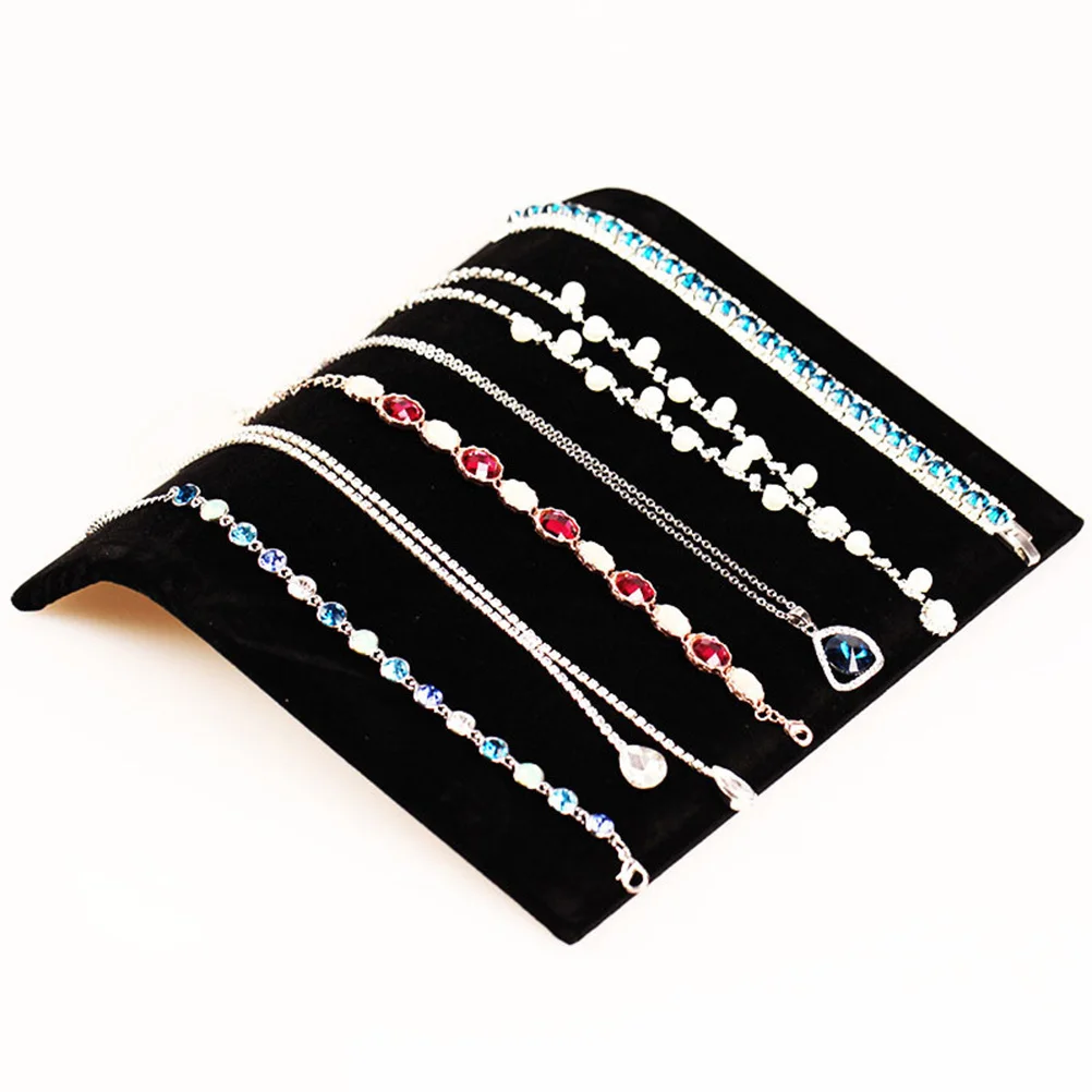 حامل عرض مبطن على شكل قلادة من الألياف السوداء حامل منظم مجوهرات لعرض قلادة وسوار وقلادة #4