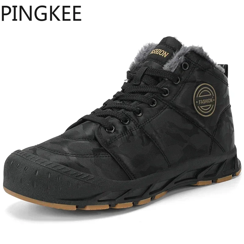 PINGKEE VENOCON Wide Casual Athletic Leather Shoes Men Women Winter Thermal Plush Hiking Trail Snow Boots Sneakers Footwear Man