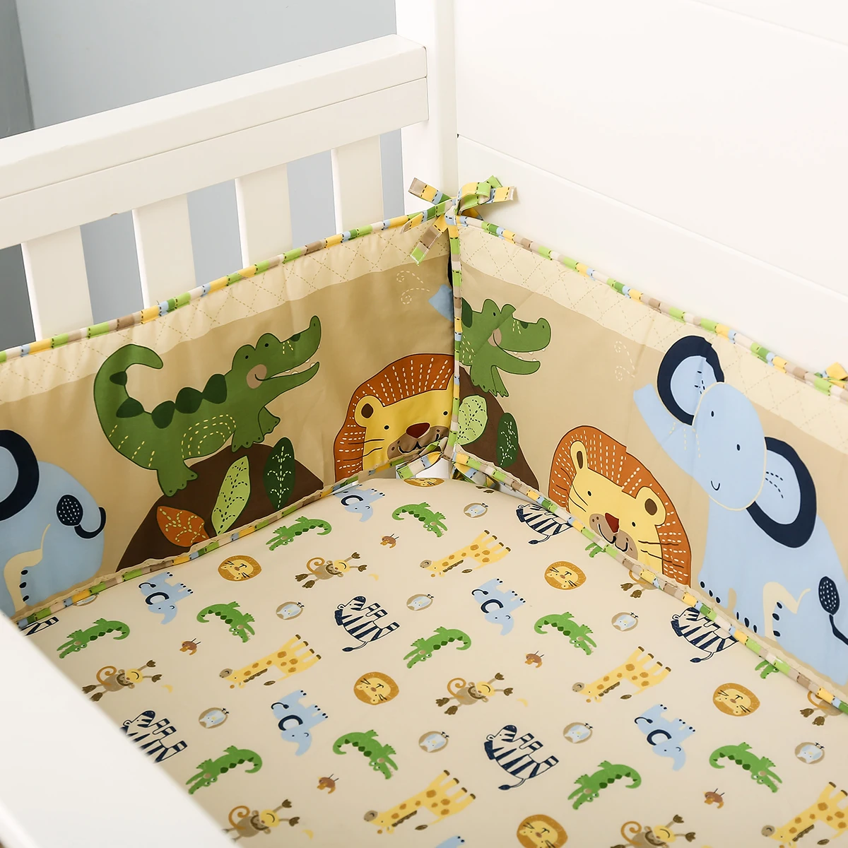 4pcs Crib Around Cushion fence protector Classic Collection Anti-Bumperle Crib Liner Fits Full-Size crib  for rails liner