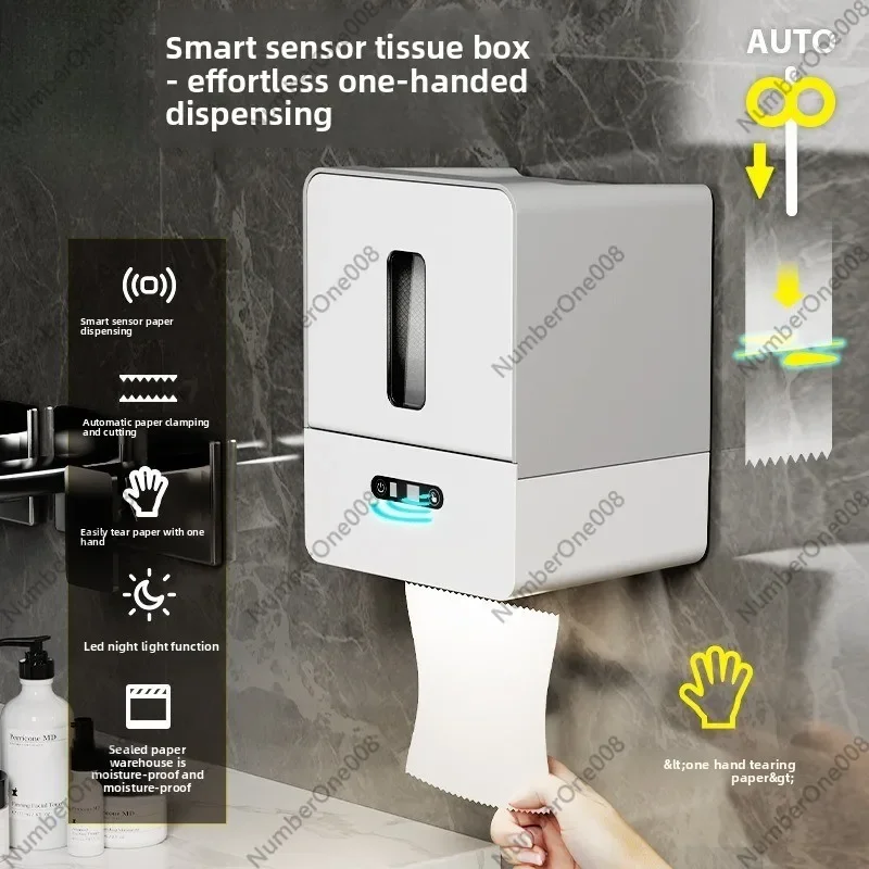 Automatic Touchless Paper Towel Dispenser, Electric Tissue Roll Holder for Bathroom Kitchen, Motion Sensor Paper Dispenser