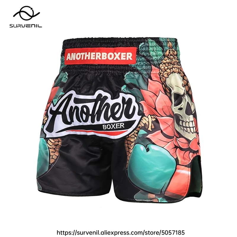 

Шорты для тайского бокса с черепом, шорты для тайского бокса, мужские и женские подростковые шорты премиум-класса для тренировок в тренажерном зале, BJJ MMA, свободные боевые тренировочные штаны для кикбоксинга