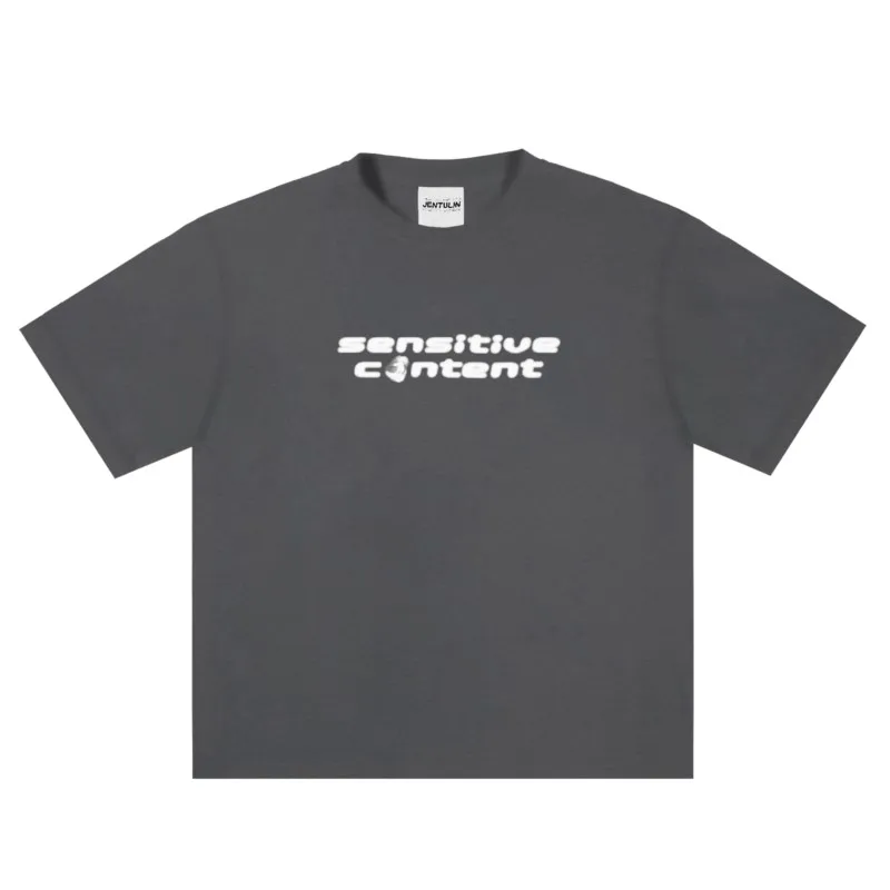 Vintage Letter Print Punk Men's T-Shirt Short Sleeve Y2k Streetwear Hip Hop Goth Grunge Cotton Fashion Black Clothing Loose Tops image 6