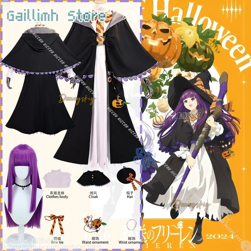 

Anime Frieren: Beyond Journey's End Cosplay Fern Kostuums 2025 Halloween Magic Party Long Black Witch Cape Magic Sweet Lolita