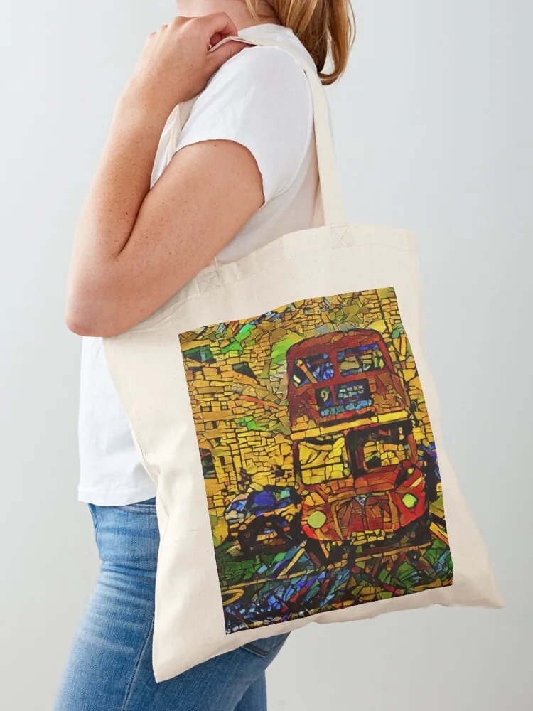 London Red Bus Mosaic Style Tote Bag Canvas bag shopping bag logo bags woman 2025 Canvas Tote