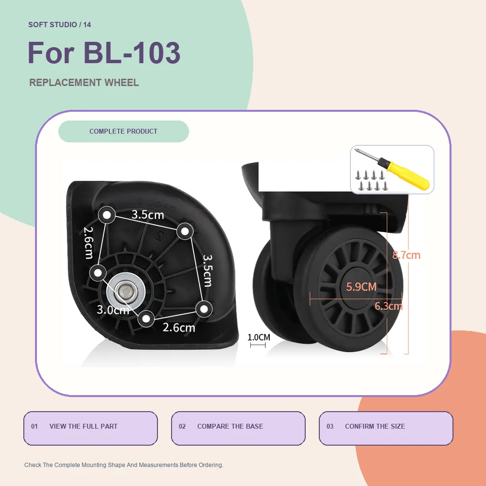 Quiet Travel Luggage Caster Wheel For Benlun BL-103 For Hongri A-81 For Benlun L-103 Quiet Caster Repair Kit For Travel