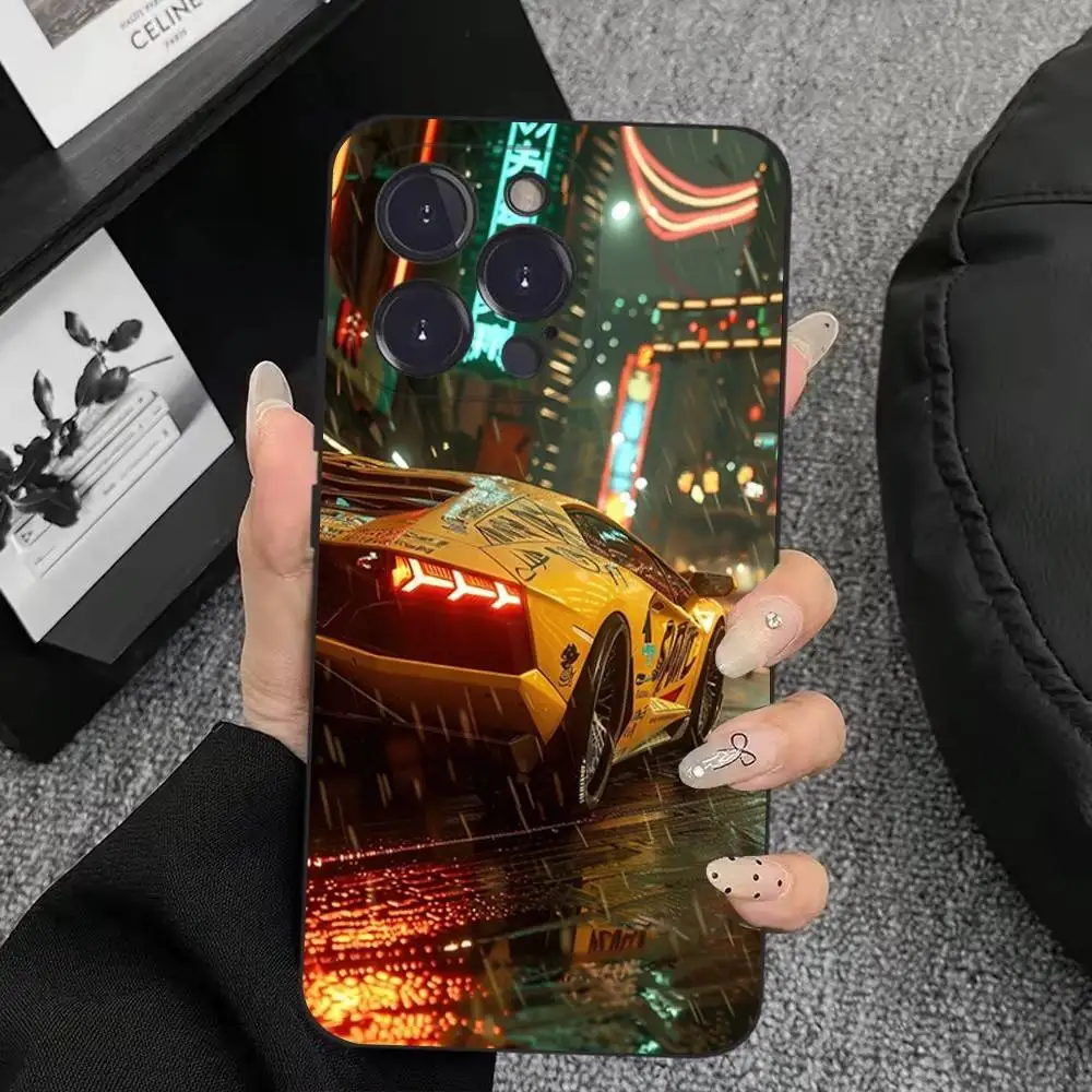 حافظة هاتف Cars-L-Lamborghinis-S لهاتف iPhone 17,16,15,14,13,12,11,Plus,Pro Max,XS,X,XR,SE,Mini,8,7,غطاء أسود من السيليكون الناعم #5