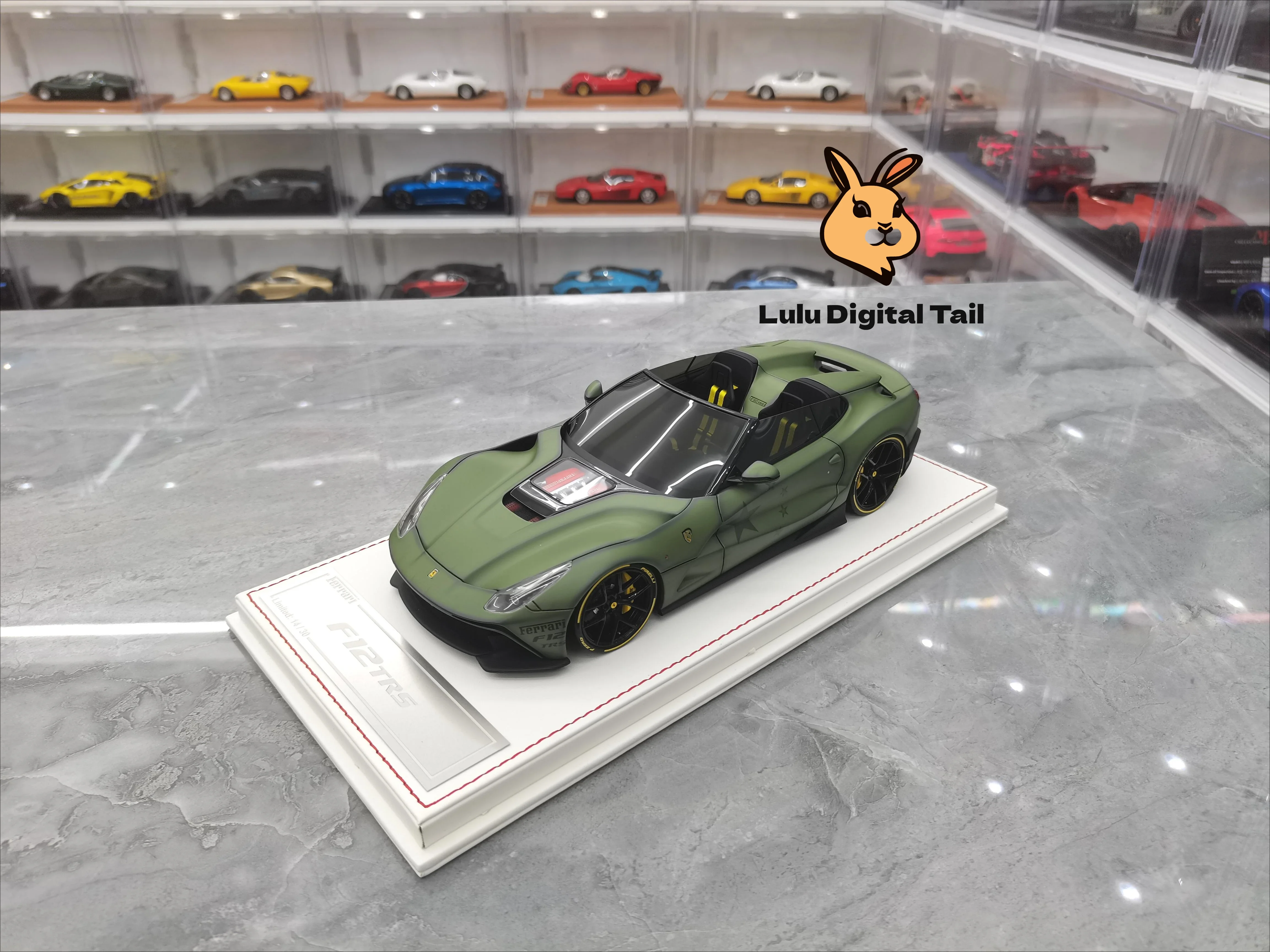 DG F12 TRS Limited Edition Simulation Resin Car Models Collectible Ornaments Gifts Green 1/18 Gifts