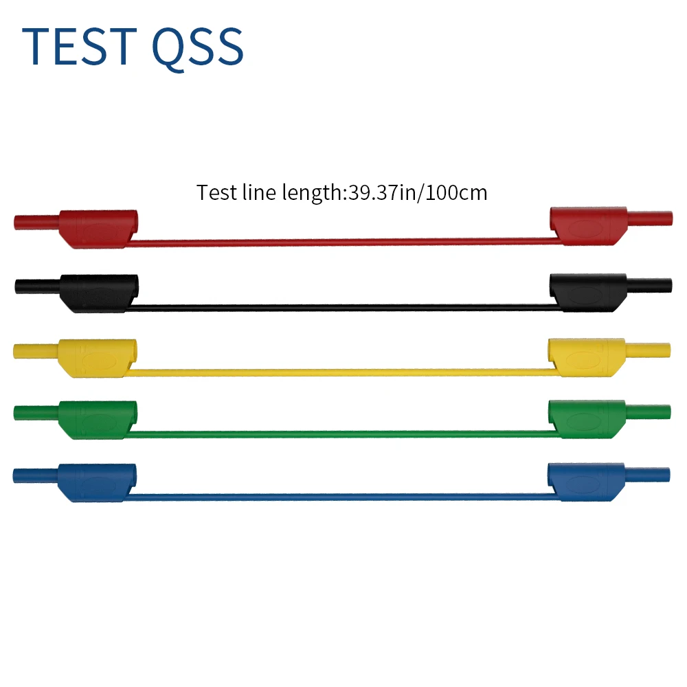 QSS 5PCS Multimeter Test Leads Dual 4MM Banana Plug Fully Insulated Safety Stackable Copper Cable Test Tool Accessories  Q.70016