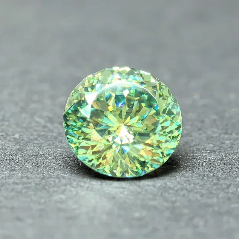 Moissanite  Round Shape 100 Face Cut Natural Blue Green Color DIY Charms Beads for Jewelry Making Materials with GRA Certificate