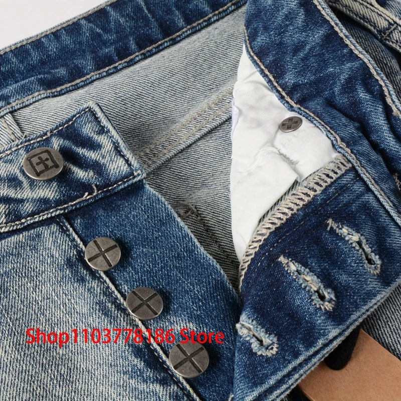 Europe America Pop Style KSUBI Cross Jeans Embroidery Logo Slim Stretch Low Rise Pencil Pants Men's Women's Denim Trousers