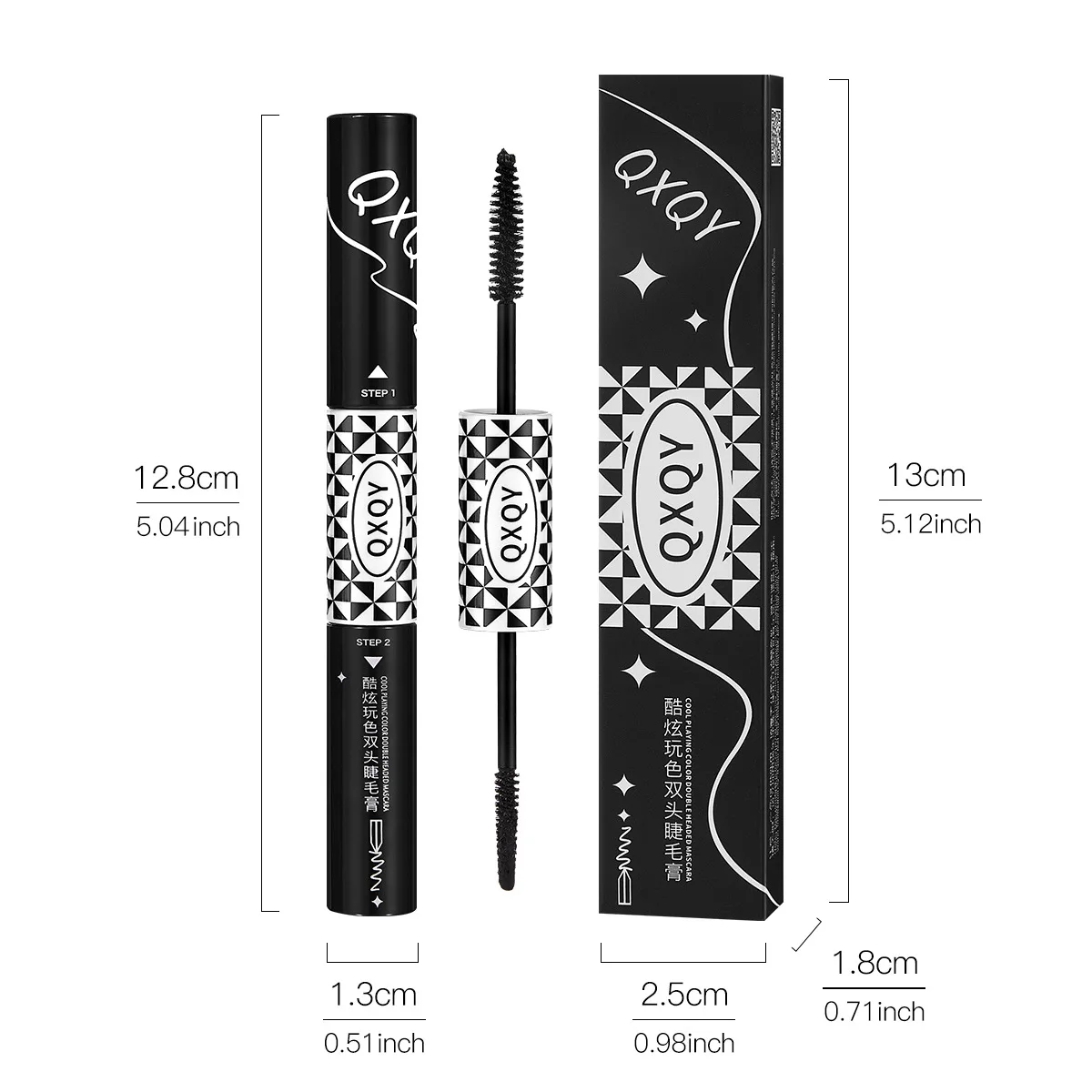 ماسكارا سوداء مزدوجة الأطراف سماكة إطالة الشباك بشكل طبيعي نحيلة طويلة الأمد إعداد ماسكارا ألياف سائلة مقاومة للماء