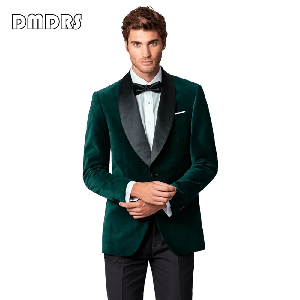 

XS to 5XL Customized Velvet Suit Blazer for Men, Wide Shawl Collar, Long Sleeves, Single Button, Smart Tailored Jacket