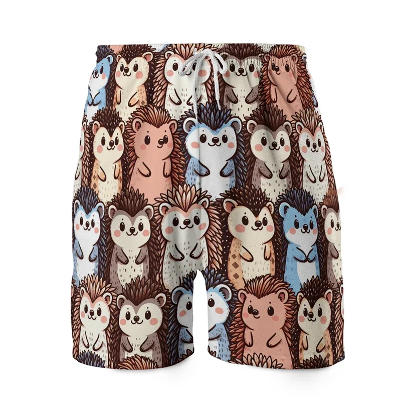 Cartoon Cute Animals Face 3D Print Short Pants For Men Clothes Casual Hawaiian Beach Shorts Animal Elephant Cat Dog Trunks Tops