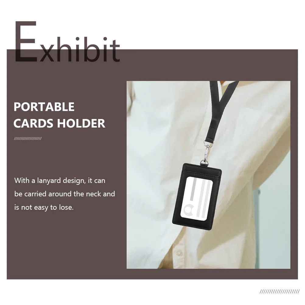 

2 Pcs ID Card Holder Lanyard Cards Protective Cove Cover Credit with Portable