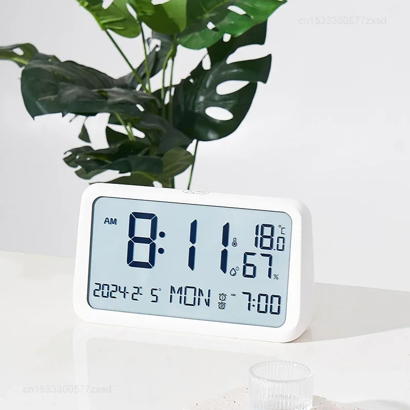Desktop LCD Digital Alarm Clock Multi functional Living Room Clock Room Electronic Clock Night Light Creative Decoration