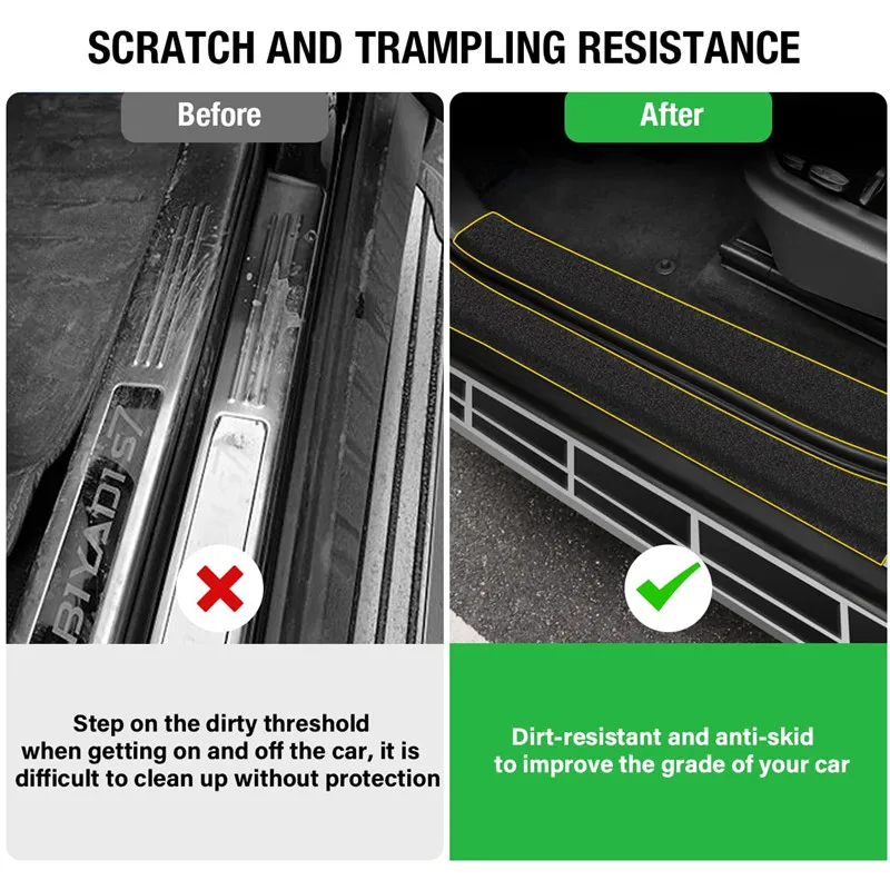 Car Door Sill Protector Door Edge Guard Strip, Textured Car Door Entry Guards Car Scratch Protector Film Door Scuff Protecto
