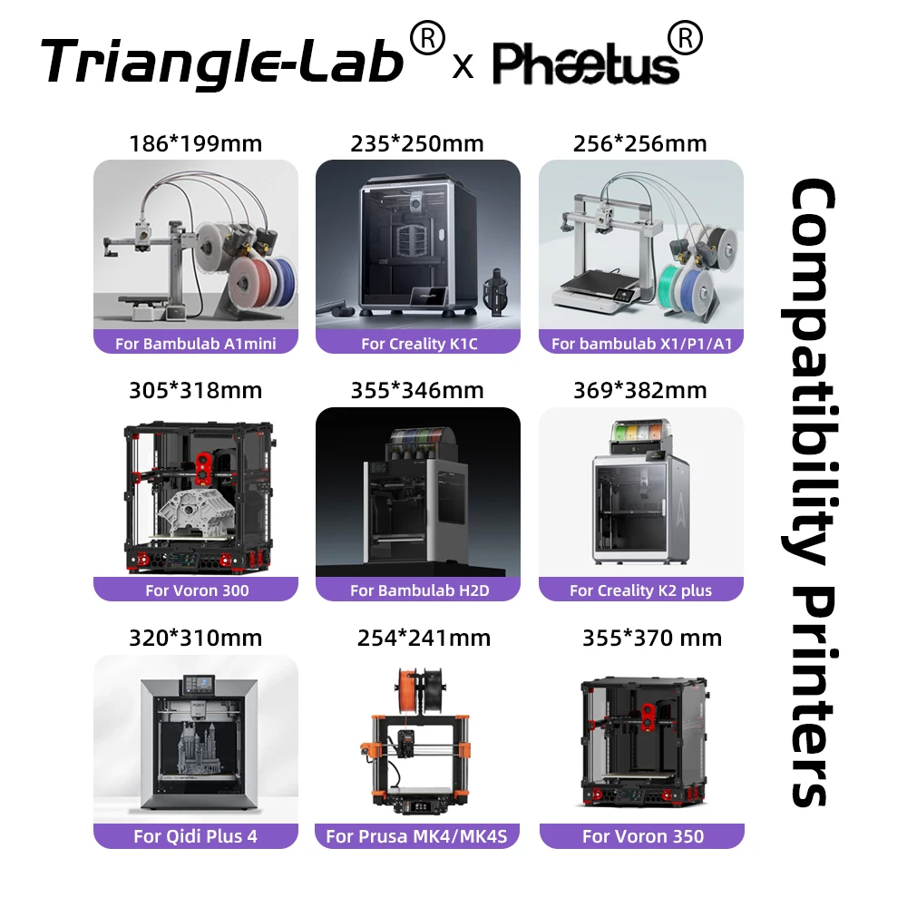 Trianglelab ® &Pheetus ®   256*256mm Conwebr ™   Cool Plate Mastery w technologii Filamentów, płytka robocza 256x256mm do Bambulab X1/P1/A1 — zdjęcie produktu 2
